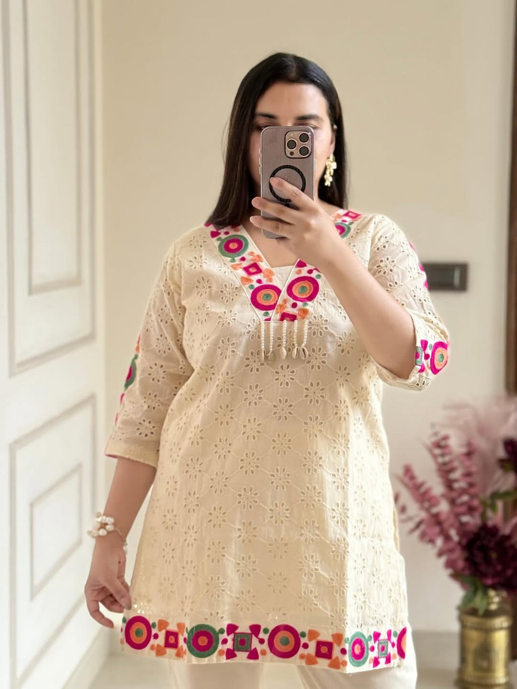 Premium cotton schiffli cord set