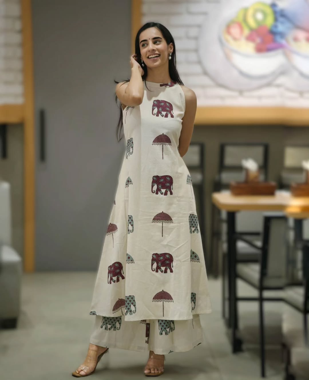 Elephant March/Floral Melody Cotton Co-ord Set