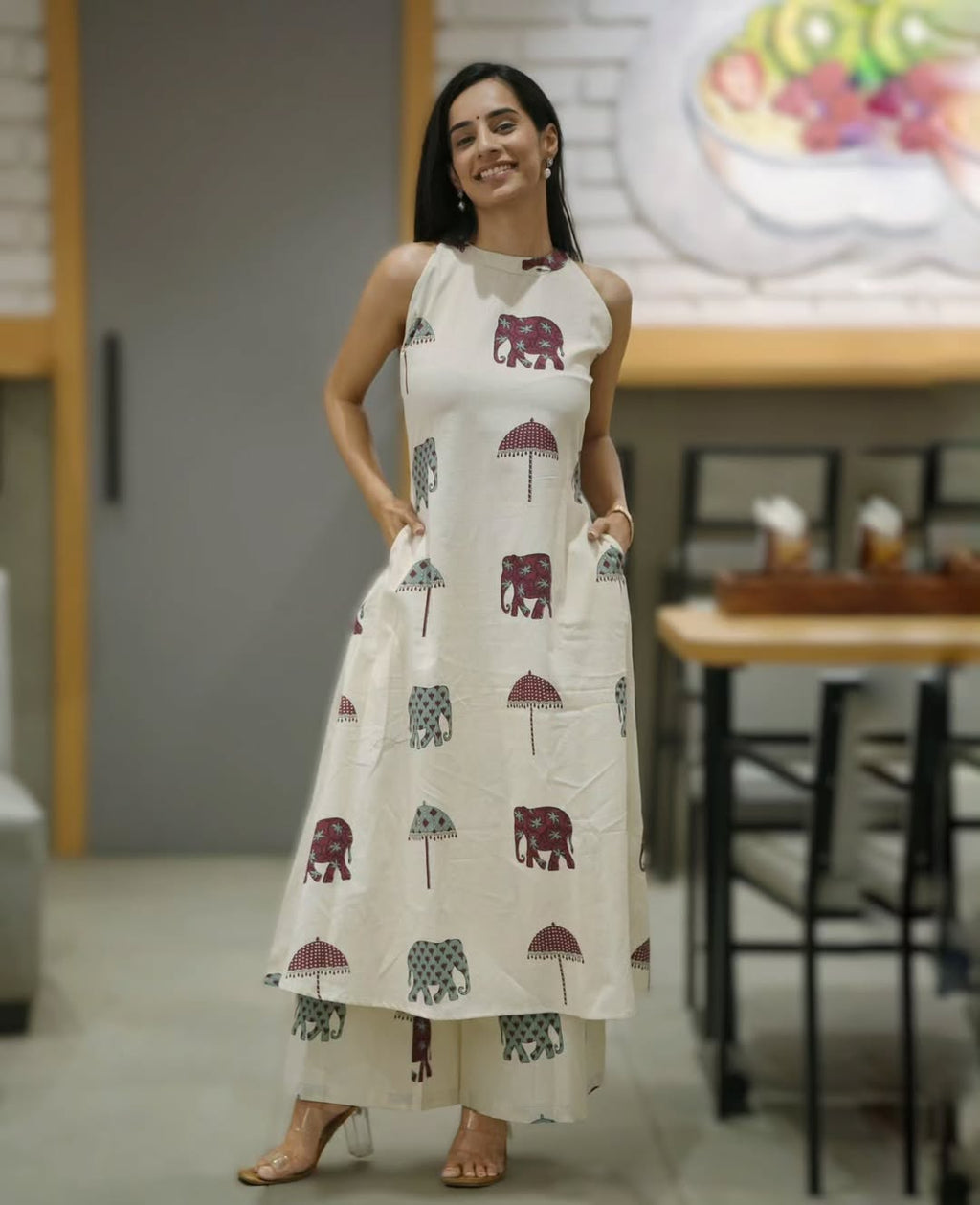 Elephant March/Floral Melody Cotton Co-ord Set