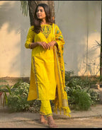 Embroidered Kurta Pant With Madhubani Dupatta Set