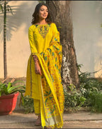 Embroidered Kurta Pant With Madhubani Dupatta Set