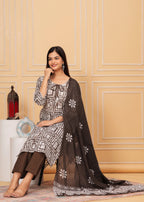 Sequence Hand Work Cotton Suit Set With Printed Dupatta