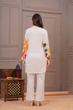 Off White Printed Cotton Flex Co-Ord Set