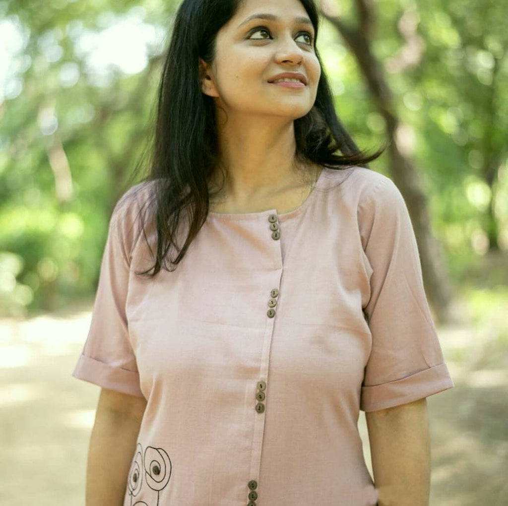 Women front button style  aline kurta set