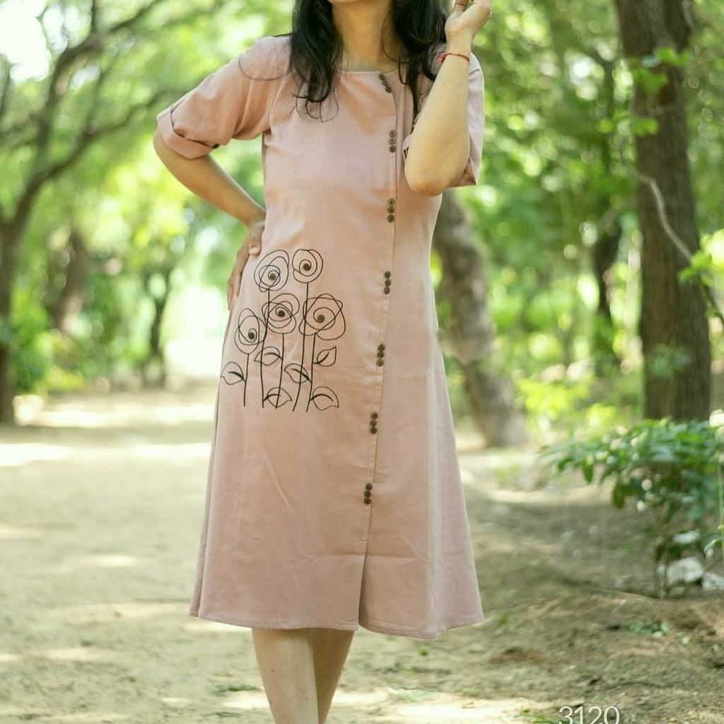 Women front button style  aline kurta set