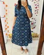 Women cotton indigo print co-ord set