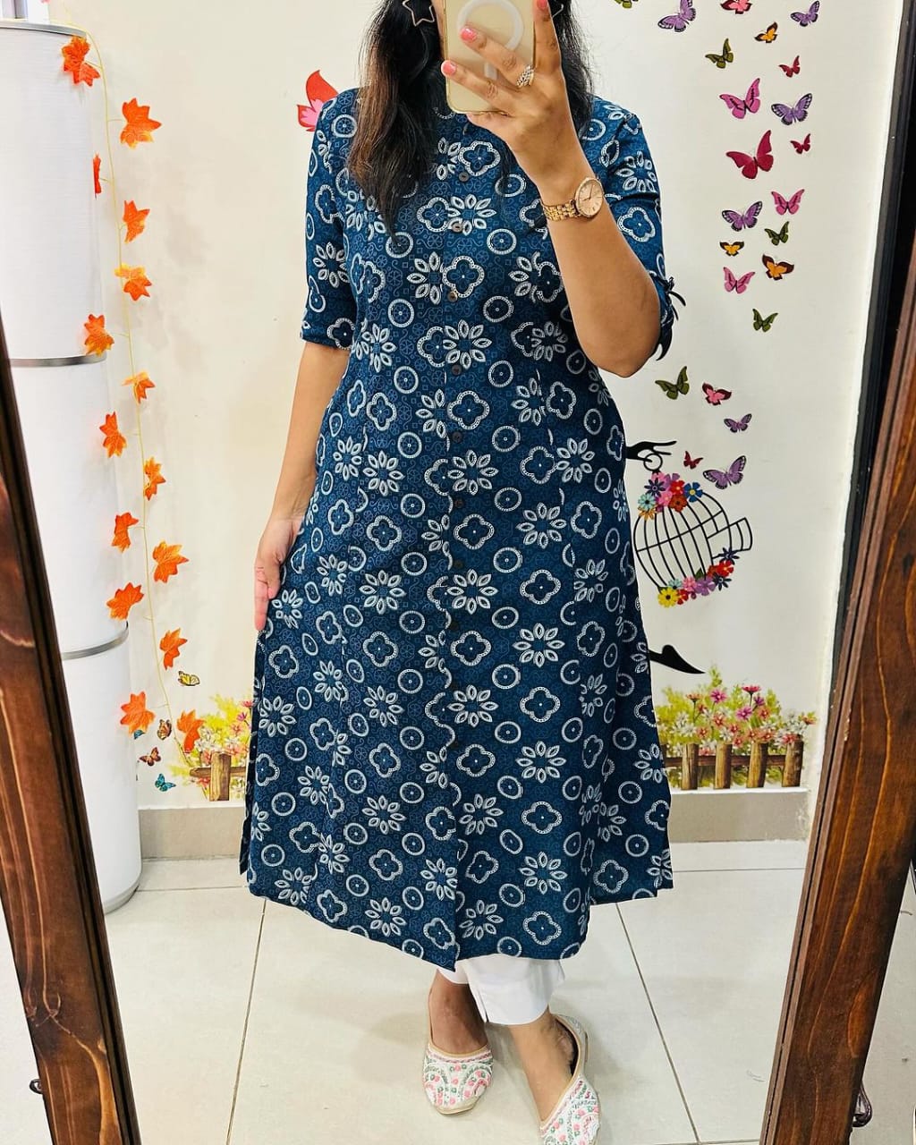 Women cotton indigo print co-ord set