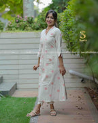 Women polkadot printed aline kurta pant set