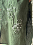 Women Cotton Aline button style white thread embroidery, kurta pant set