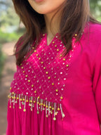Noor Magenta Embroidered Kurta Pant Set – Elegant Festive Wear for Women