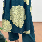 Beautiful Green Floral Pintex Work Kurti With Pant