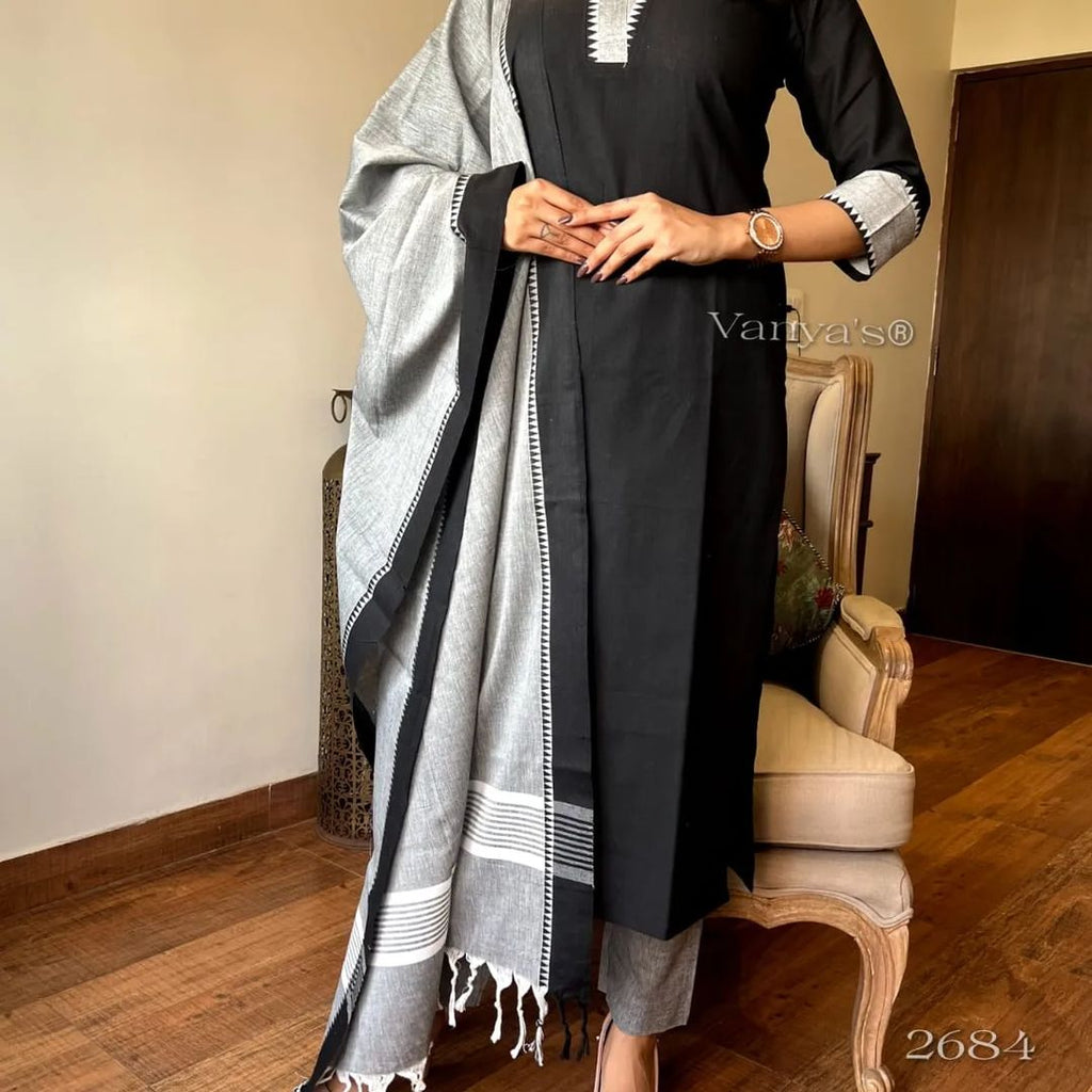 south cotton kurta and south cotton pant paired with south cotton duppata