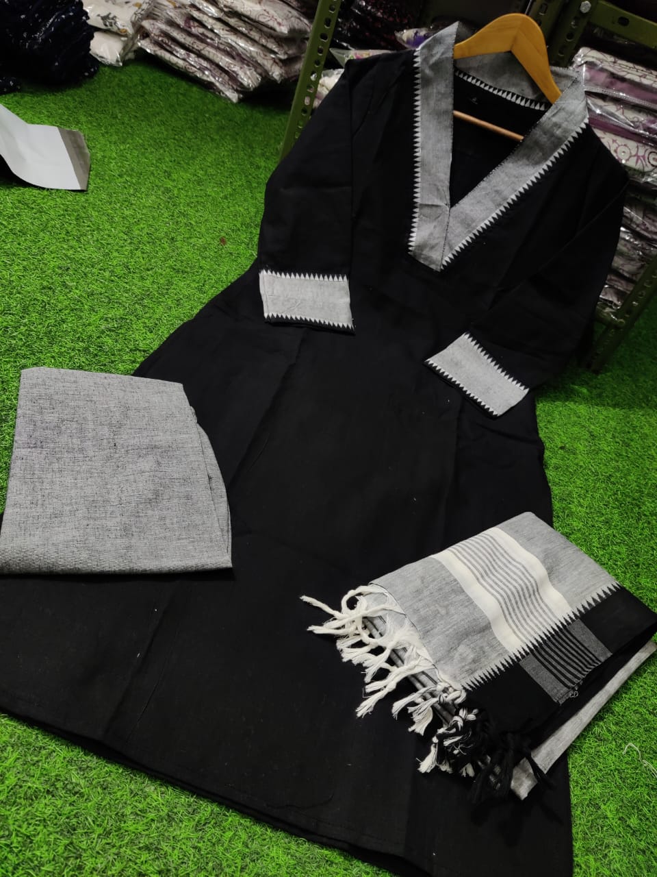 south cotton kurta and south cotton pant paired with south cotton duppata