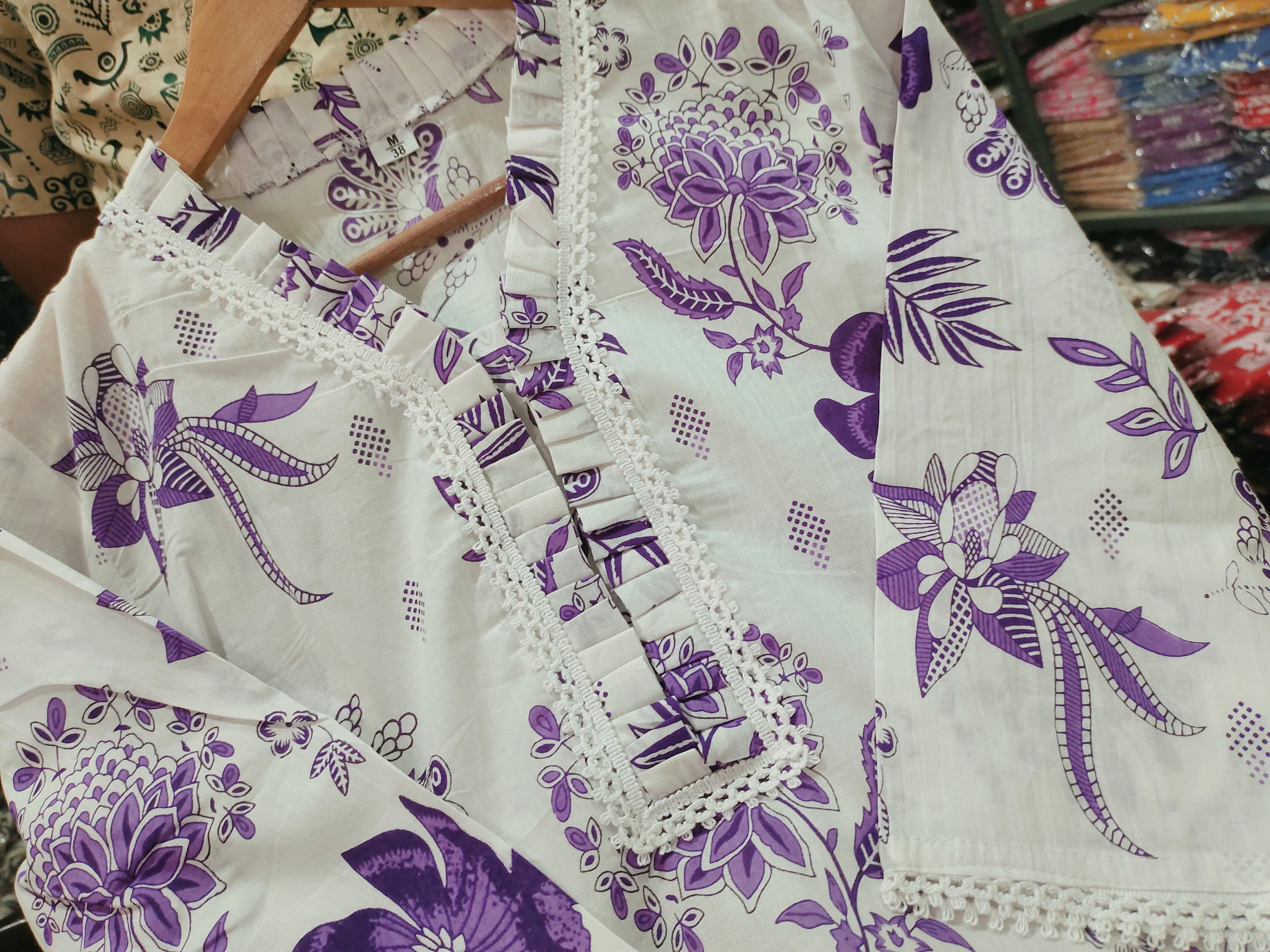 Beautiful Lavender Floral Printed Aline Cotton Co-ords
