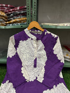 Beautiful Purple Floral Pintex Work Kurti With Pant