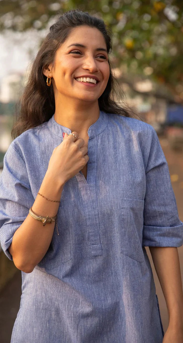 Neha English Blue Relaxed Cotton Fit Co-ord Set
