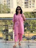 Neha Light Pink Relaxed Cotton Fit Co-ord Set