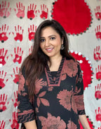 Zeema gothic black floral print cotton pair