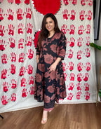 Zeema gothic black floral print cotton pair